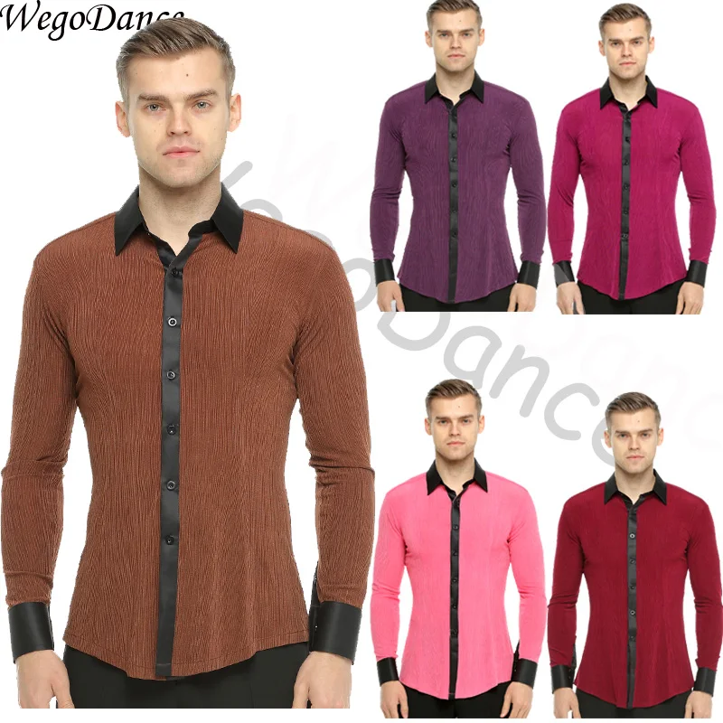 

modern dance shirt long-sleeve adult men waltz ballroom dance black clothing freeshipping