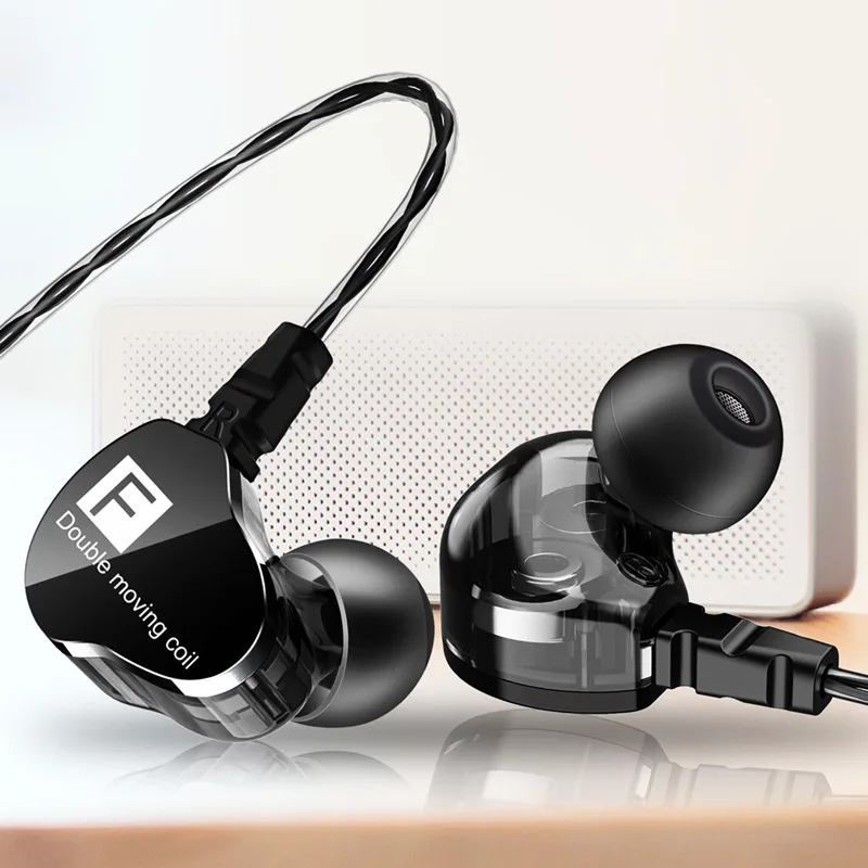 CHICLITS In-ear Earphones New 3.5mm Dual Unit Driver Subwoofer Sweatproof Sport Music Earphone With Mic For Smart Headset Mp3 |