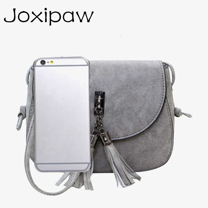 

Fashion 2018 Women Crossbody Bag Small Messenger PU Leather Solid Mini Tassel Femal Shoulder Bags Handbags Evening Purse Joxipaw