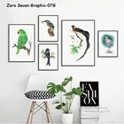 Плакаты и принты на холсте, с акварельными птицами, попугаями, для украшения дома