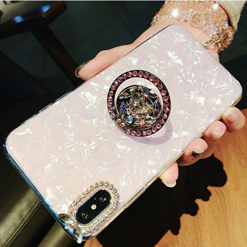 

Luxury Bling Conch Shell Case For OPPO Reno R19 A7 AX7 FIND X A83 A79 A77 A59 A57 A37 A3 A3S A5 F5 F7 F9 Ring Stand Holder Cover