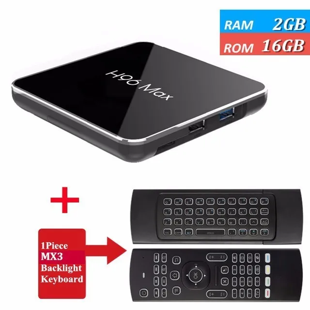 16G MX3 Backlit H96 Max X2 Smart tv BOX 4 ГБ 32 ГБ 64 ГБ Android 8,1 четырехъядерный процессор Amlogic S905X2 LPDDR4 2,4G и 5 ГГц двойной Wifi 4K BT телеприставка - Цвет: 16G MX3 Backlit