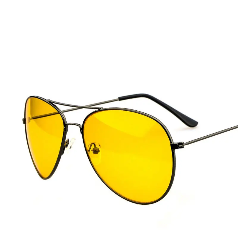 Металлическая оправа ретро солнцезащитные очки Желтая пленка ночного видения