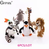 new 20 35cm 6 styles madagascar plush toy stuffed soft animal dolls giraffe hippo lion penguin zebra lemurs figure gift for kids
