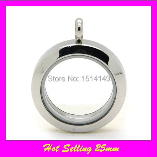 

nice style 316l stainless steel 25mm silver twist plain round floating charm locket pendant