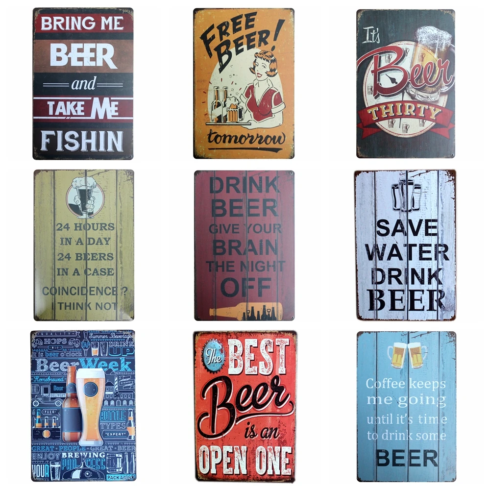 

[ Kelly66 ] BEER Metal Plaque Bar Cafe House Wall Signs Painting Craft 20*30 CM Size ZT-6