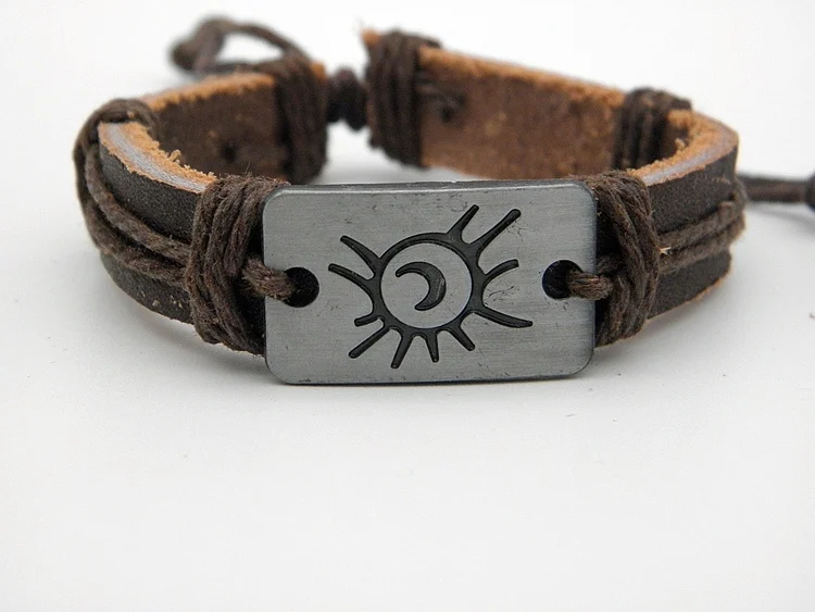 

Stylish Handmade Vintage leather Wristband rope bracelet Genuine leather ID bracelet jewelry For Men Women Xmas Gifts