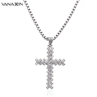 vanaxin iced out catholic cross necklaces cubic zircon pendants cubic zirconia cross christian jesus jewelry for women gift