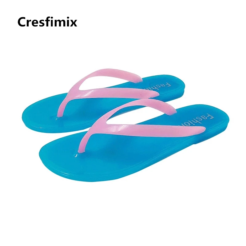 Cresfimix femmes tongs женские модные водонепроницаемые желейные шлепанцы милые удобные