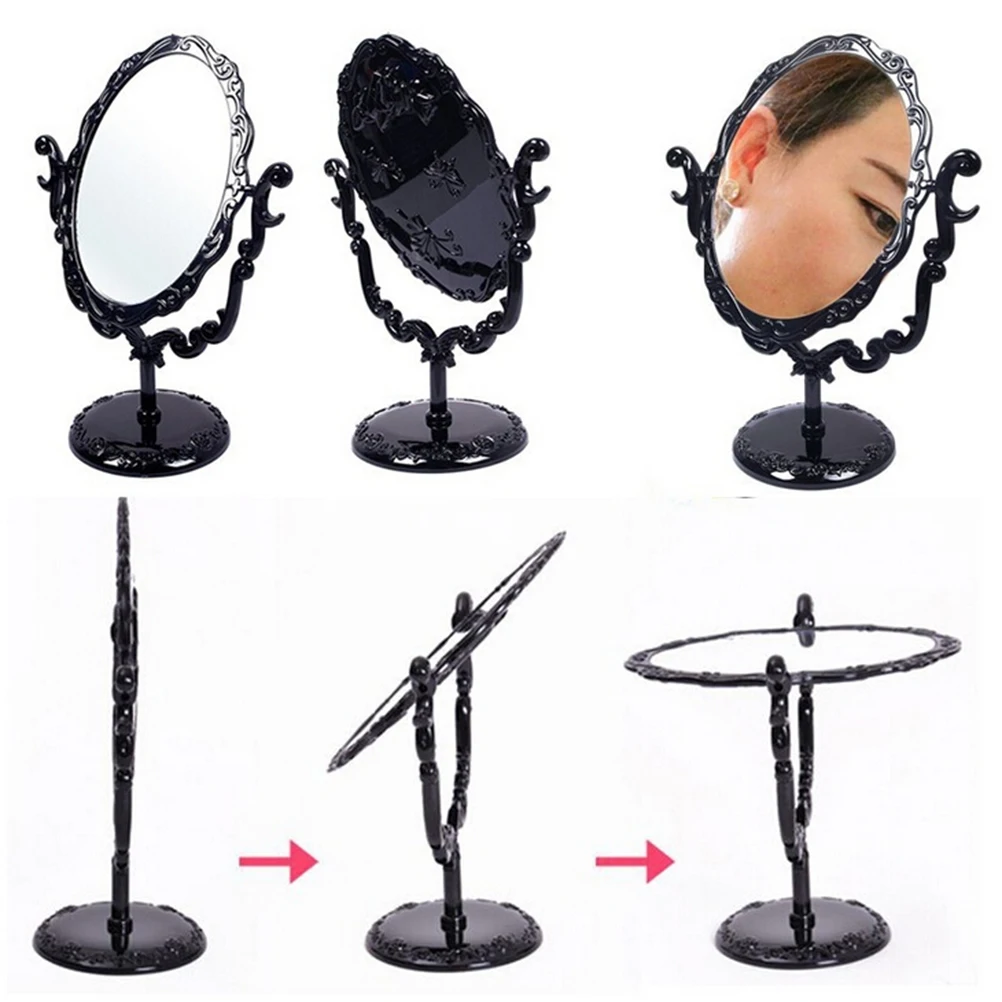 Black Butterfly Women Makeup Desktop Rotatable Gothic Small Size Rose Stand Compact Mirror | Красота и здоровье