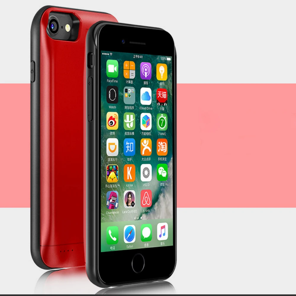 Батарея чехол для подзарядки iPhone 6 6s ip7 Роскошный черный Золотая Роза iPhone7 плюс