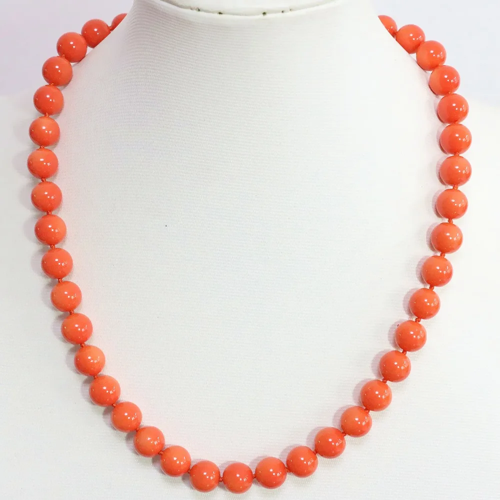 Lovely pink orange artificial coral 8 10 12 14mm round beads noble weddings high grade necklace 18inch B1455 | Украшения и