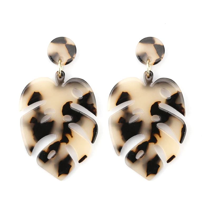 AENSOA, леопардовые листья, серьги для женщин, модные, персональные, Преувеличенные, коричневые, акриловые, ацетатные, Pendientes, висячие серьги, ювелирное изделие