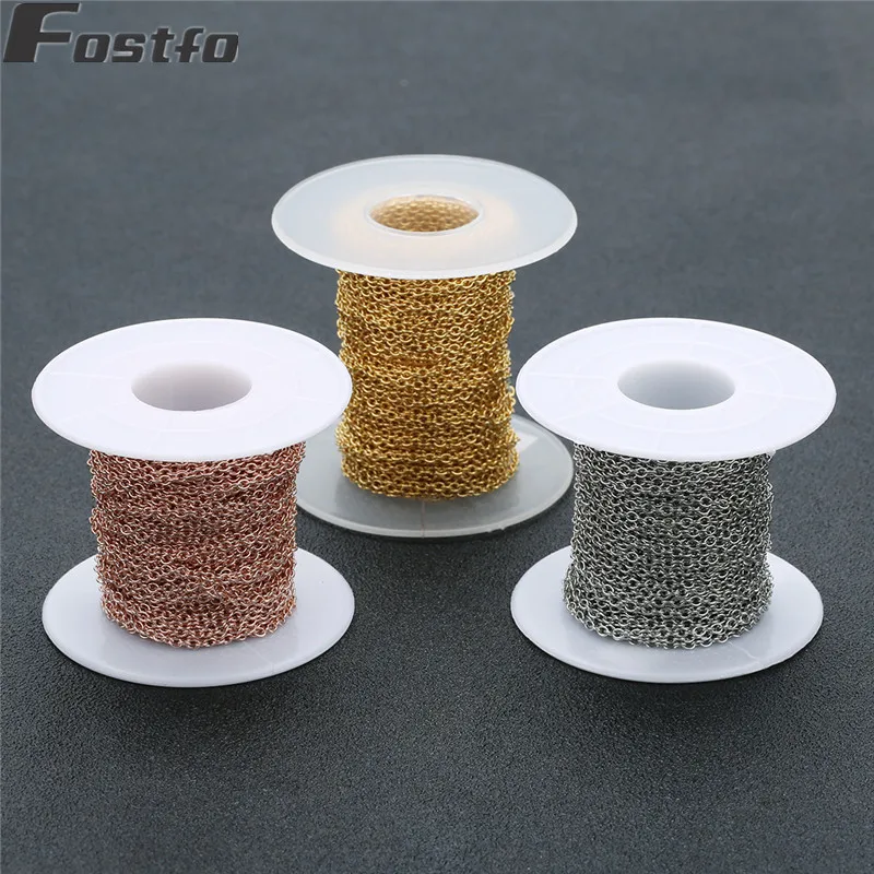 

10Yards/roll 1/1.5/2/2.5/3mm Stainless Steel Chain Bulk Gold Steel Rose Gold Chain For Women Fashion Necklace Making Accessories