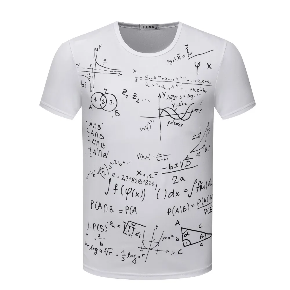 Мужская футболка ZSIIBO TX87 с надписью Формула математики и круглым вырезом | одежда