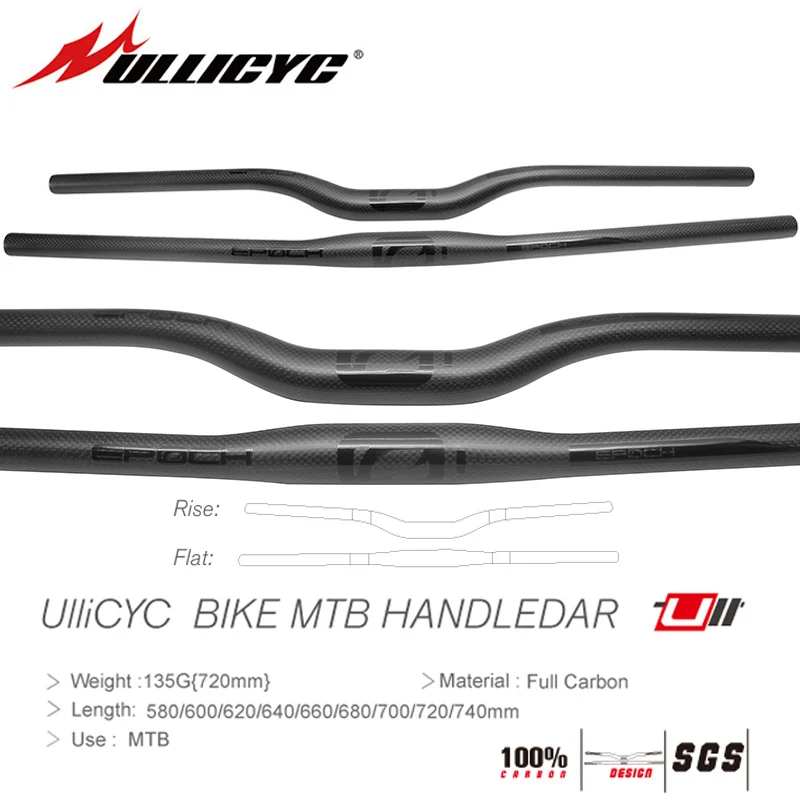 

Ullicyc MTB Carbon friber Bicycle Handlebar Flat or Rise Handlebar Mountain bike parts 31.8*580/600/620/640/660/680/700/720/740