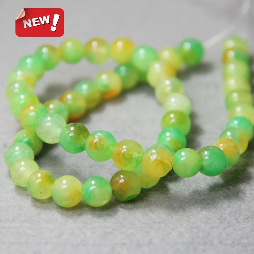 Модные бусины из натурального разноцветного желтого и зеленого халцедона