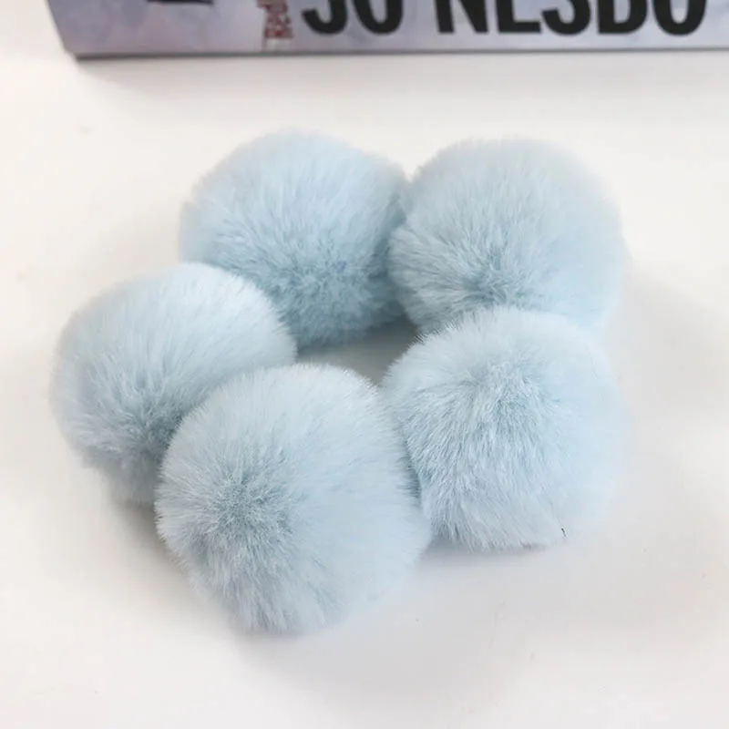 DIY 4 см пушистый искусственный мех кролика помпон для женщин серьги обувь цепочка для ключей для сумки шляпа ручной работы аксессуары 50 шт./лот - Цвет: sky blue