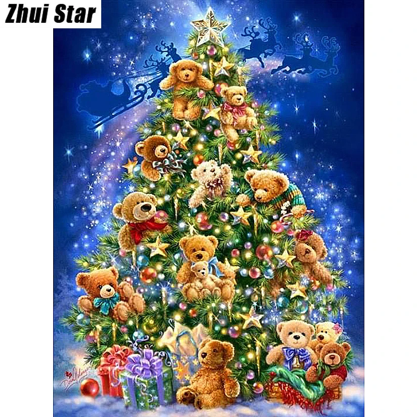Алмазная 5D картина Рождественский Медведь вышивка сделай сам полная выкладка