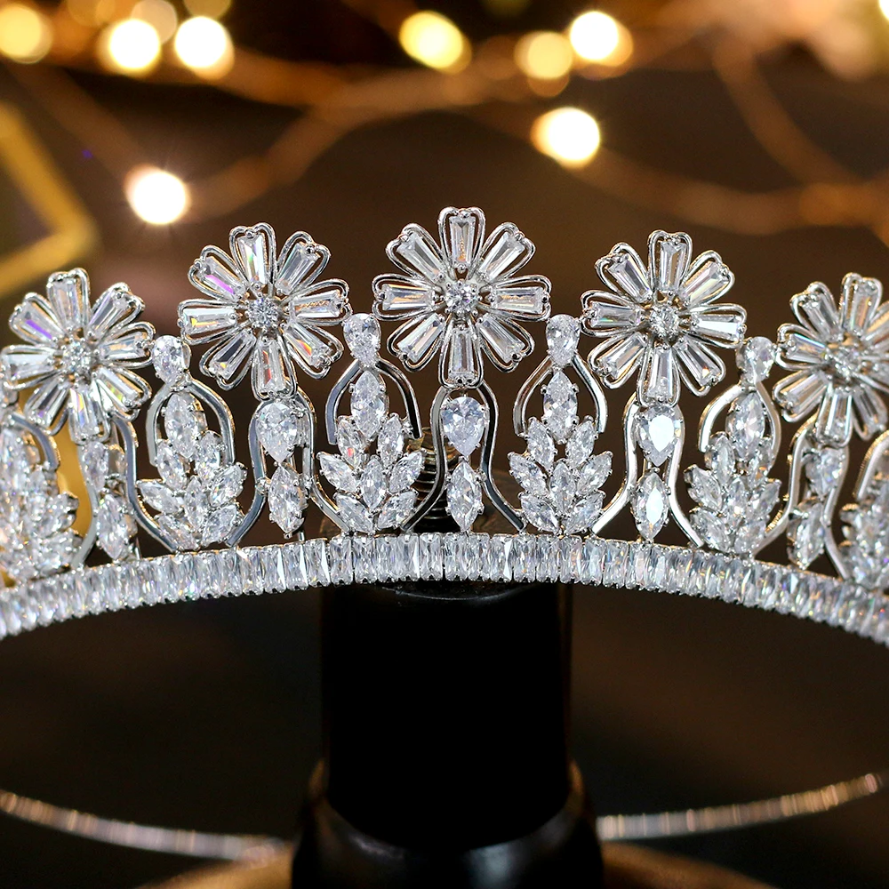Asnora Luxury Cubic Zirconia Bridal Tiara Crown 2019 Aksesoris Rambut Pernikahan Headband Kecantikan Perhiasan Headwear Crowns | Украшения