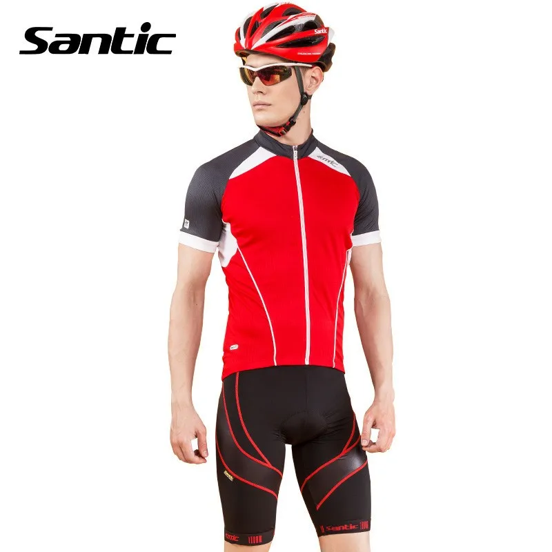 Santic Men Cycling Shorts 3D Anti-Slip Gel Padded Shorts Quick Dry MTB Bicycle Clothing Anti-UV Bike Riding Leisure Sportswear