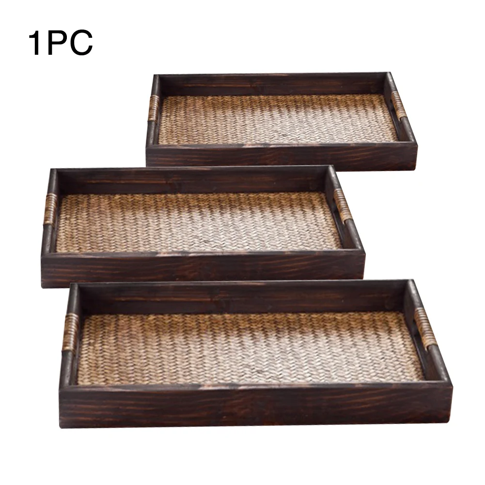 Кухонный тканый ротанг для чайных подносы приготовления пищи и воды Природные