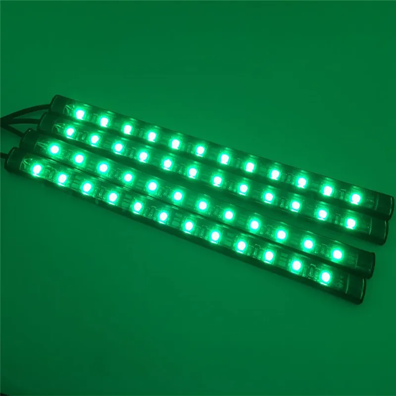 

1Set USB Car Interior colorful atmosphere lights 4*12 LEDs 5050 chip 4 In 1 RGB Voice control Decorative Lamp Atmosphere lights