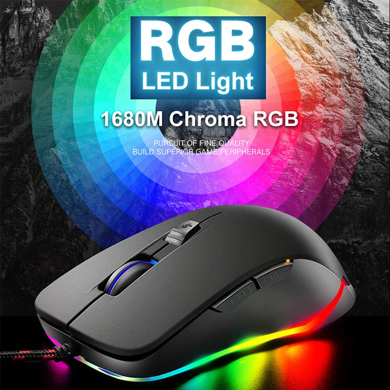 Волк V6 Проводная RGB светодиодный подсветкой USB Эргономичный 4000 Точек на дюйм + 6