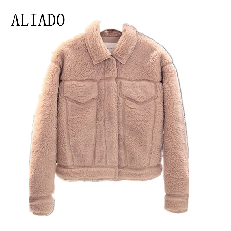 2016 Новый Дизайн Осень Зима S ~ XL Теплые Твердые Розовый Серый Ягнят Шерсть