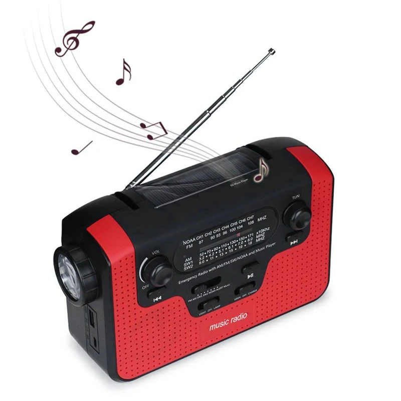 Bluetooth Радио Солнечный Рукоятки Аварийного Am/Fm/Sw/ВБ радио Светодиодный фонарик
