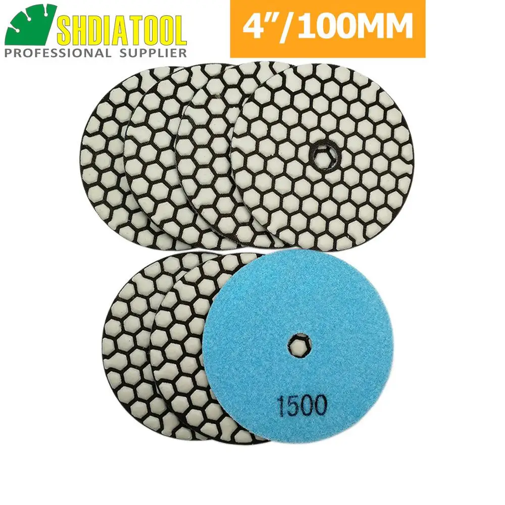 Diatool 7 шт./pk 100 мм #1500 diamond сухой Полировальная Подложка для Гранит и Мрамор 4 дюйма