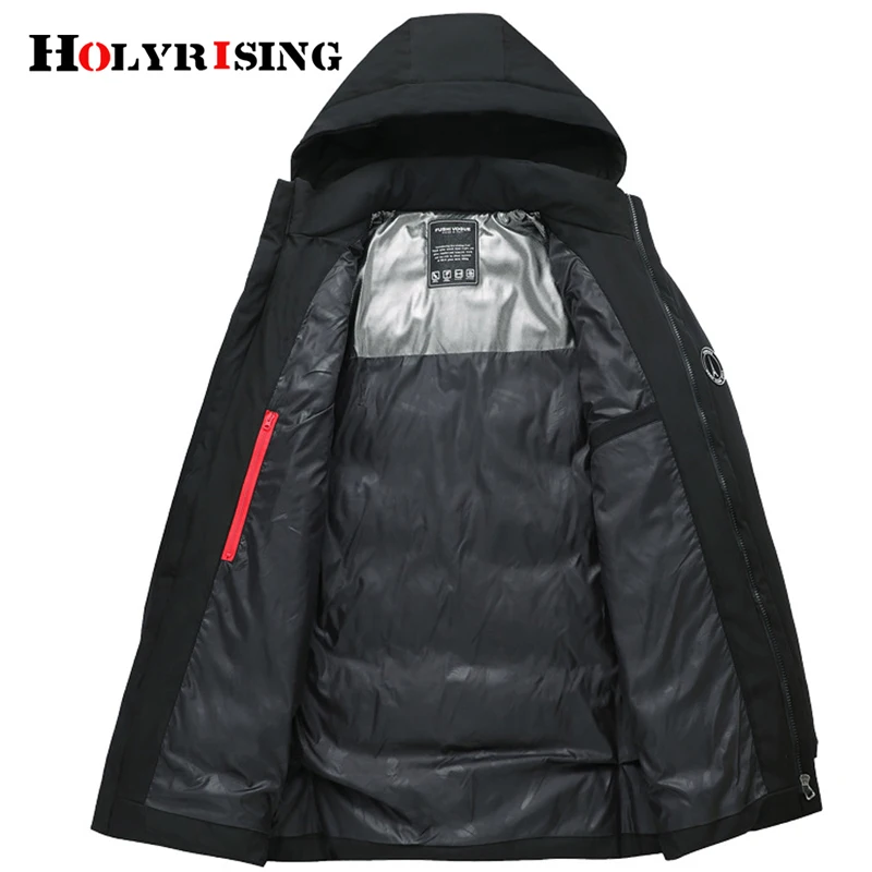Holyrising/зимняя парка Hombre длинное теплое пальто-баллон с капюшоном Мужская одежда