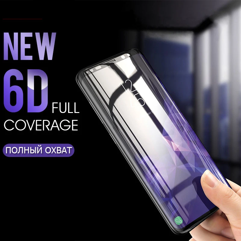 6D полный изогнутый край закаленное Стекло для samsung Galaxy S9 S8 плюс Экран Защитная
