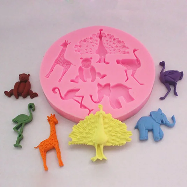 3D DIY сахар помадка силиконовые формы животный принт собаки кошка медведь кролика