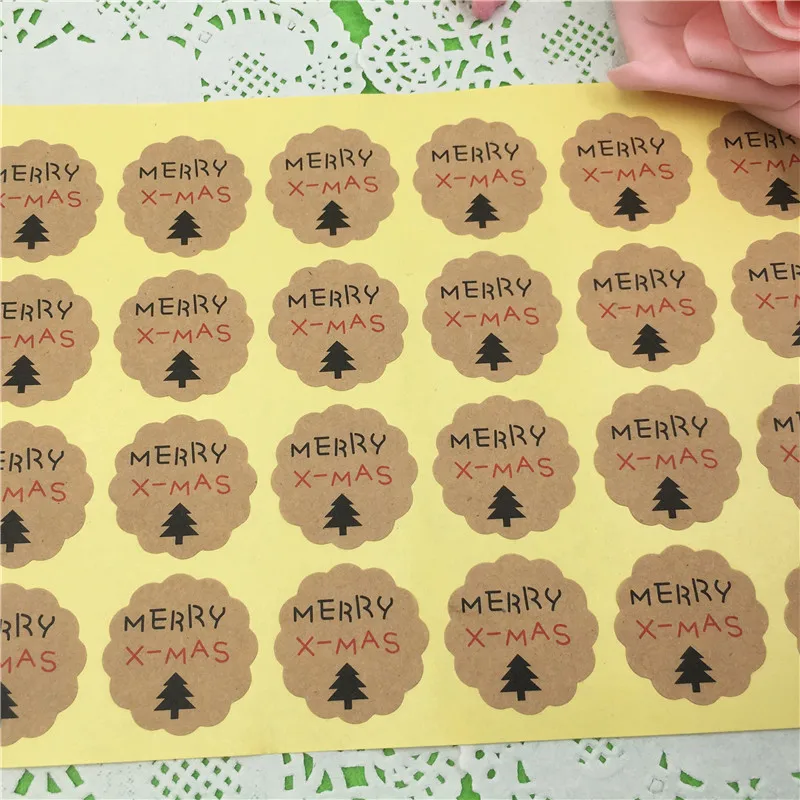 Круглые Праздничные наклейки-крафт-наклейки Merry X-MAS диаметр 3 см 100 шт./лот |
