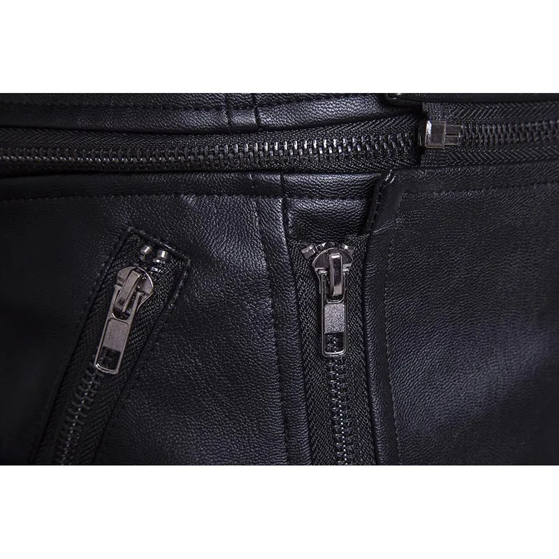 Мужская куртка из искусственной кожи черная мотоциклетная в стиле хип хоп скейтборда панк кожаная 072806|jacket