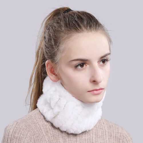 color 16 Women Real Fur Handmade Stretch Fur Scarf Knit Genuine Rex Rabbit Fur Headbands Girls Natural Fur Ring Cowl Snood Scarves Winter - Color: color 16