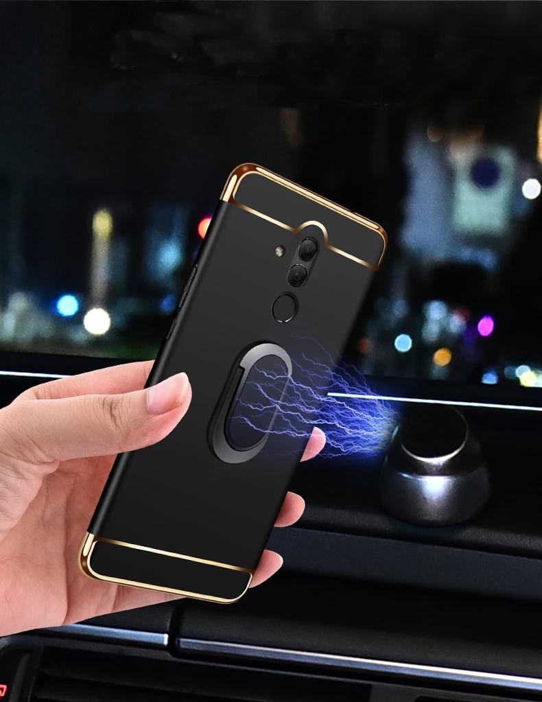 Магнитный чехол с кольцом на палец для Huawei Mate 20 Lite Роскошный Жесткий Гибридный