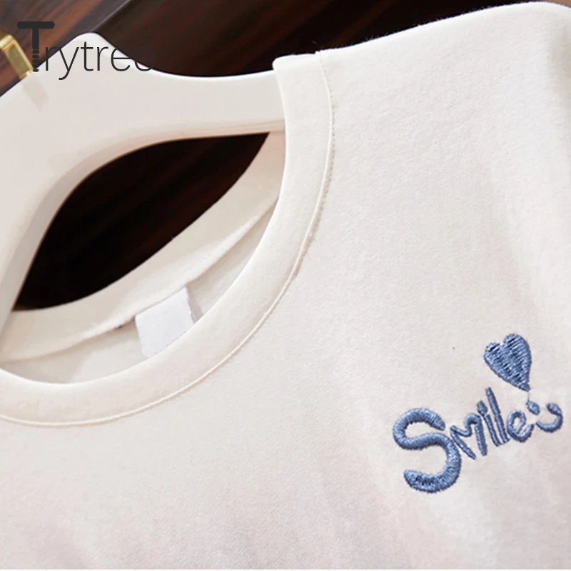 Trytree/летнее платье для женщин Повседневная Асимметричная хлопковая Футболка с