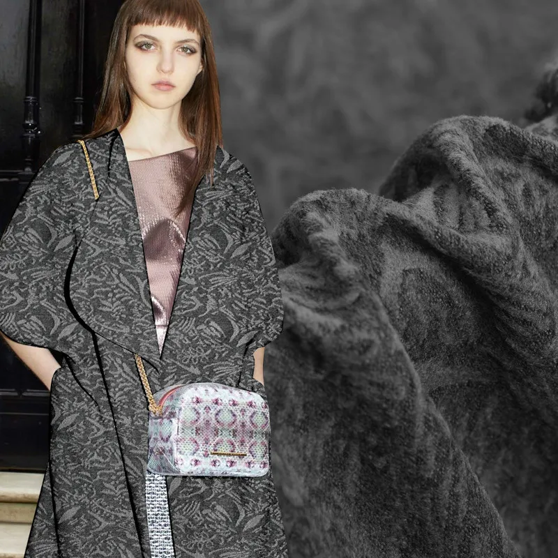 155 см широкая серая жаккардовая шерстяная ткань чистая высокого класса на заказ