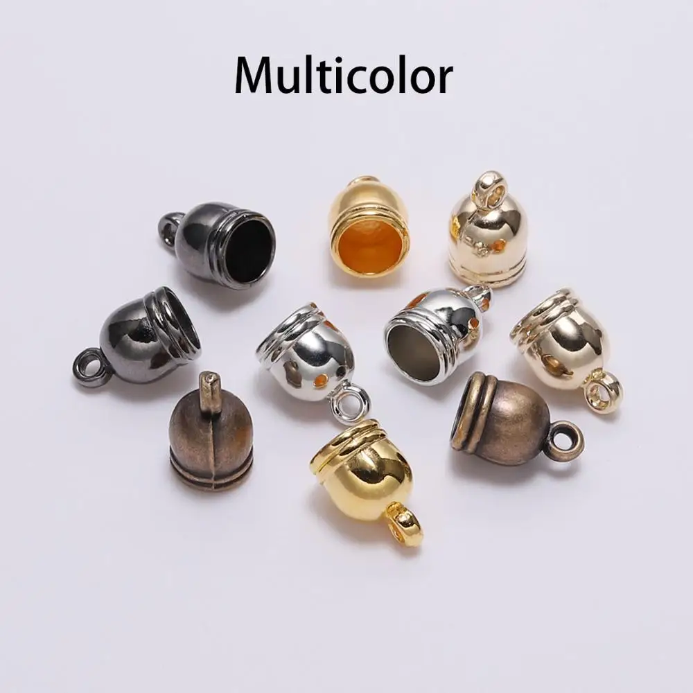 Multicolor 50 шт. серьги Цепочки и ожерелья кончик кисточкой Кепки кожаные туфли Мужская обжимные шнуры конец Кепки s бусины Застежка кепки для поставки изготовление, поиск ювелирных изделий - Цвет: Multicolor