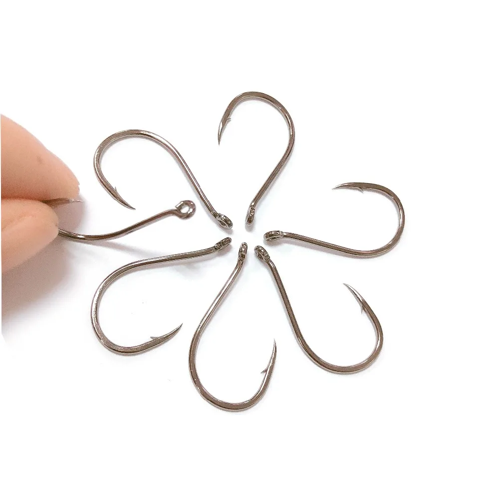 

High Carbon Steel Fishing Hooks 4# -13# Set in Fly Fishing hooks Jig Barbed With Hole For Fishing Accessories