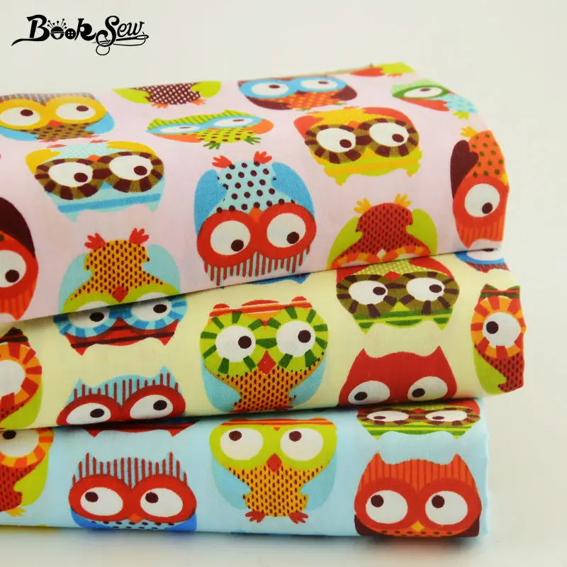 3 шт. микс ткани из 100% хлопка для переплетения в виде совы мультфильма кукольных