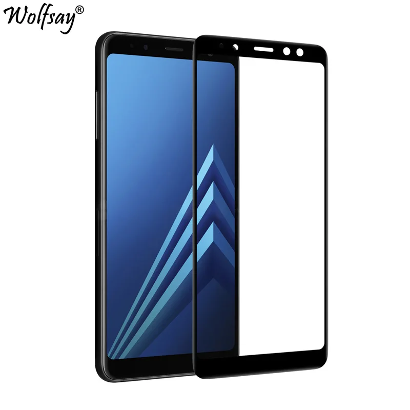 Полное покрытие закаленное стекло для Samsung Galaxy A8 Plus 2018 Защита экрана A730 9H Wolfsay|glass