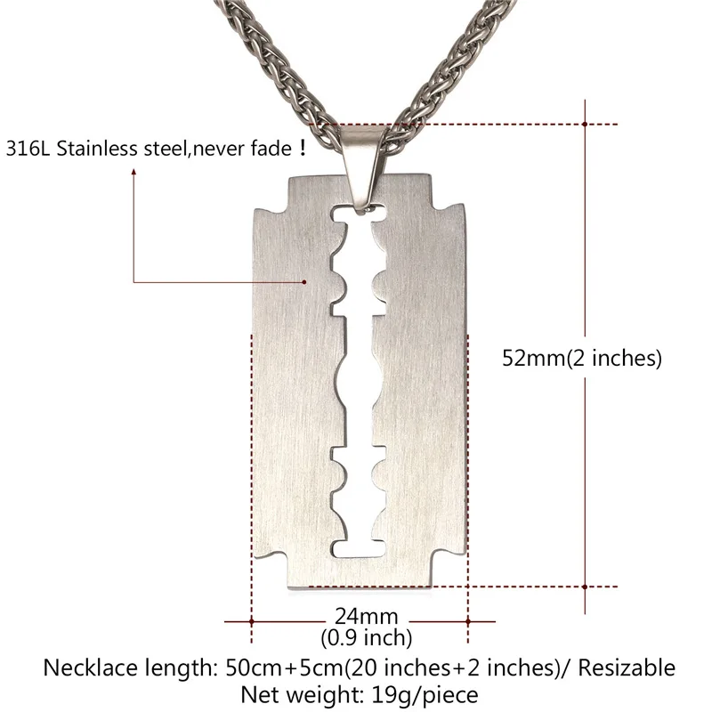 Collare Classic Shave blade Necklaces &amp Pendants Gold/Black Color Stainless Steel Wholesale Hip-hop Necklace Women Men P243 | Украшения