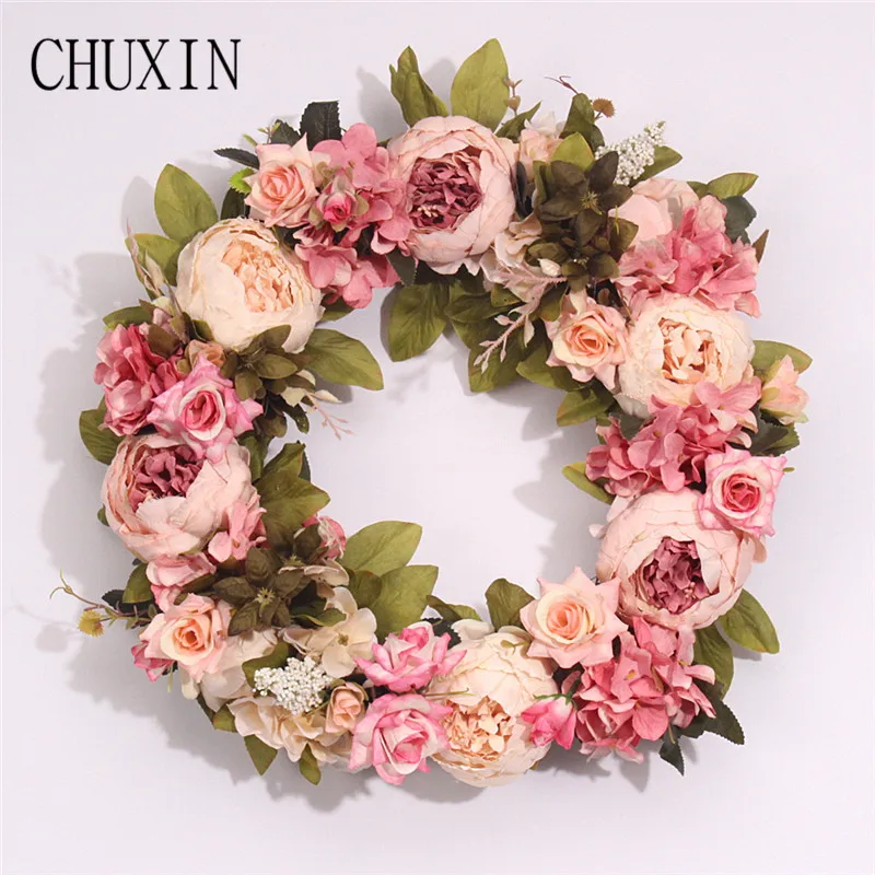 

multiple styles Silk Peony Artificial Flowers Wreaths Door Perfect Quality simulation Garland For Wedding Home Party decoration