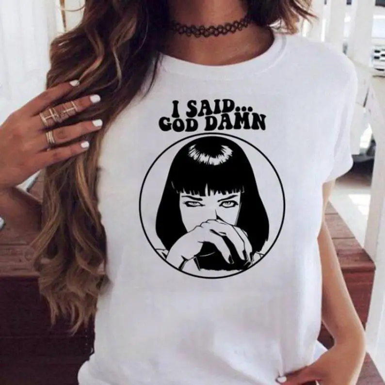 Я сказал Бог футболка Damn Женская забавная с круглым вырезом Повседневная летняя