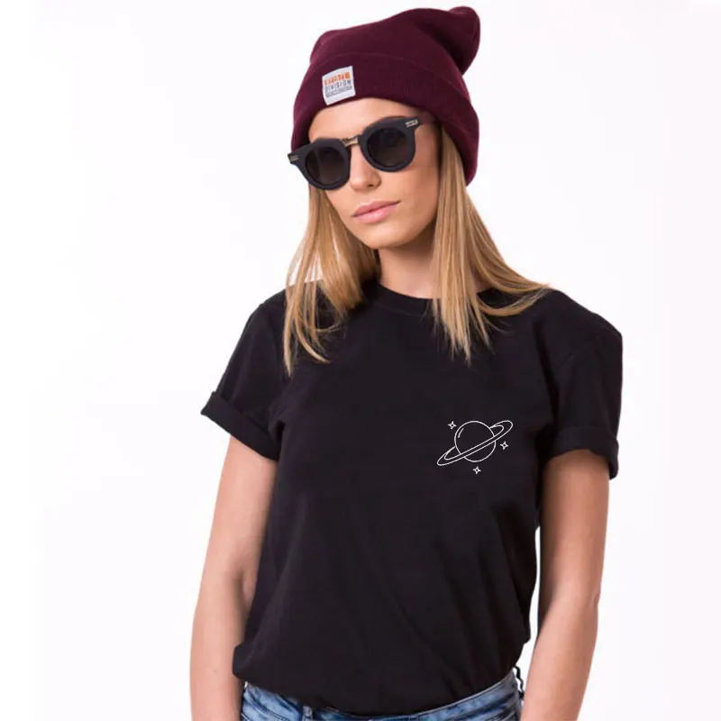 Летняя черная футболка для женщин 2019 новые модные забавные игрушки взрослых планета печати Harajuku тонкий