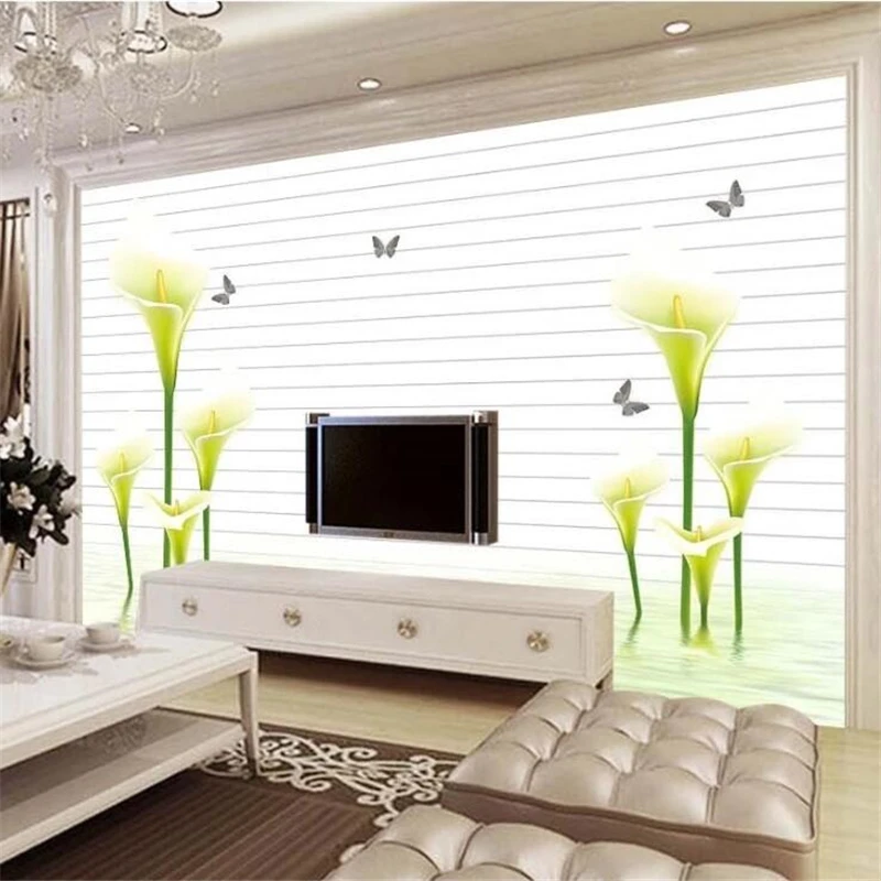 Обои на заказ 3d обои лилии росписи Калла лилия Бабочка простой ТВ фон для