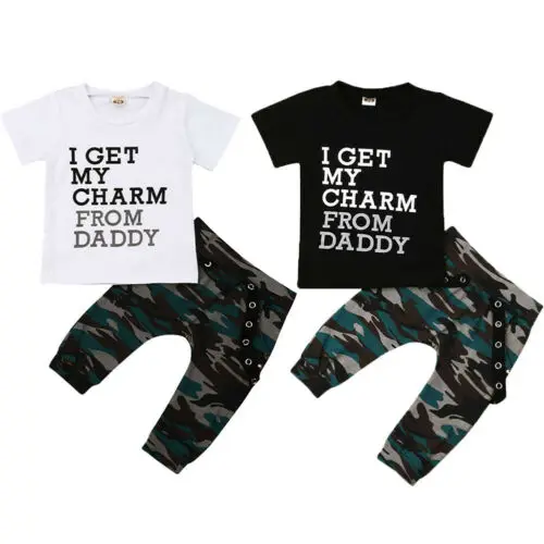 Boy Clothes Toddler Baby Kids Boys Summer Tops T-shirt Camo Pants Harem Outfits Set Clothes